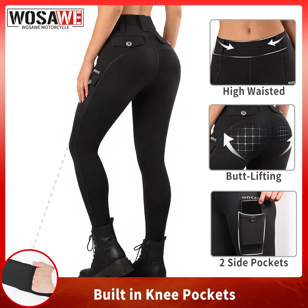 WOSAWE Women Slim Motorcycle Pants with Knee Pockets Casual Running Sports Pants Hip Lift High Waist Leggings Stretch Yoga Pants
WOSAWE Women Slim Motorcycle Pants with Knee Pockets Casual Running Sports Pants Hip Lift High Waist Leggings Stretch Yoga Pants