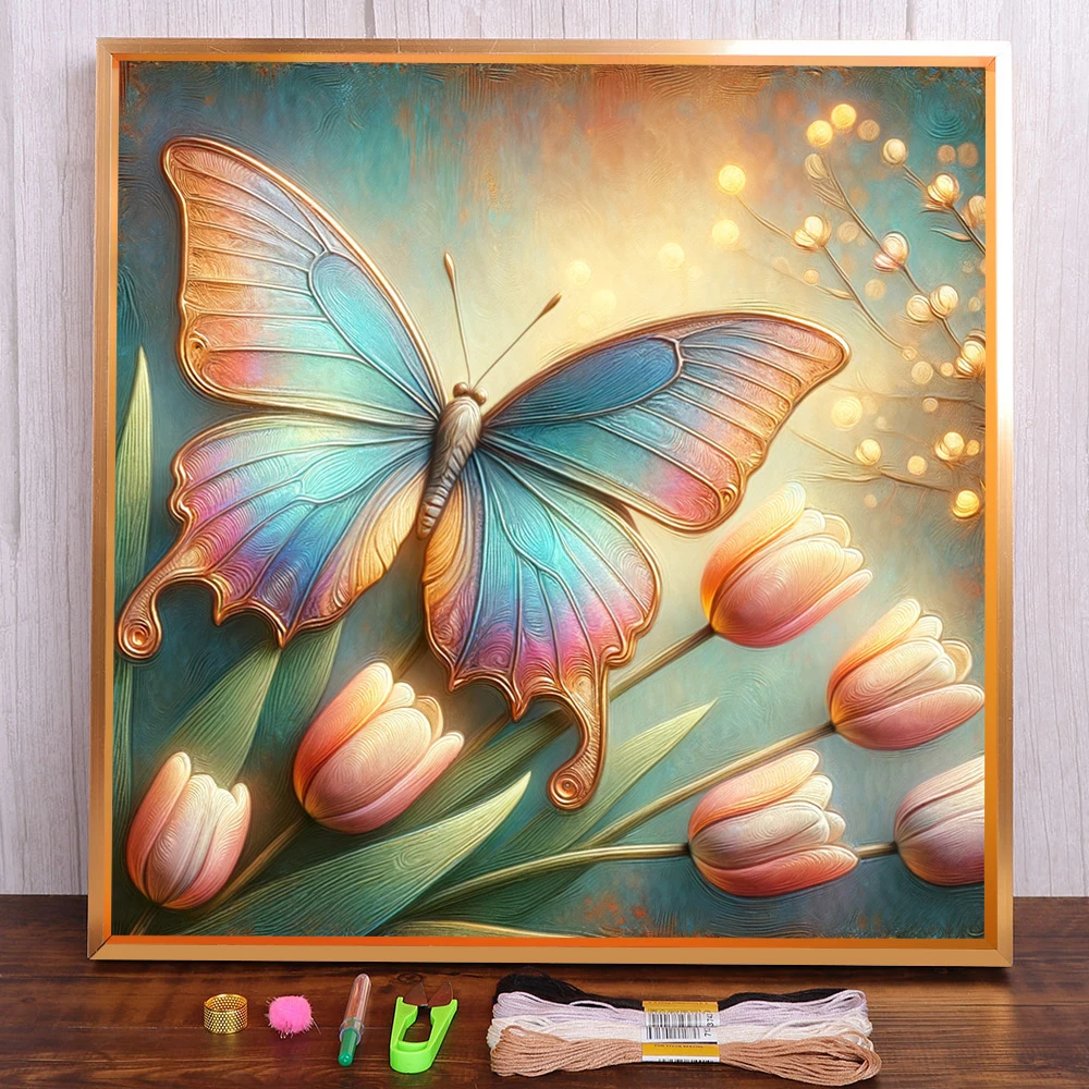 Flower Tuilp Butterfly Printed Cross-Stitch Embroidery Kit DMC Threads Sewing Hobby Handiwork Knitting Room Decor Design Sales
Flower Tuilp Butterfly Printed Cross-Stitch Embroidery Kit DMC Threads Sewing Hobby Handiwork Knitting Room Decor Design Sales