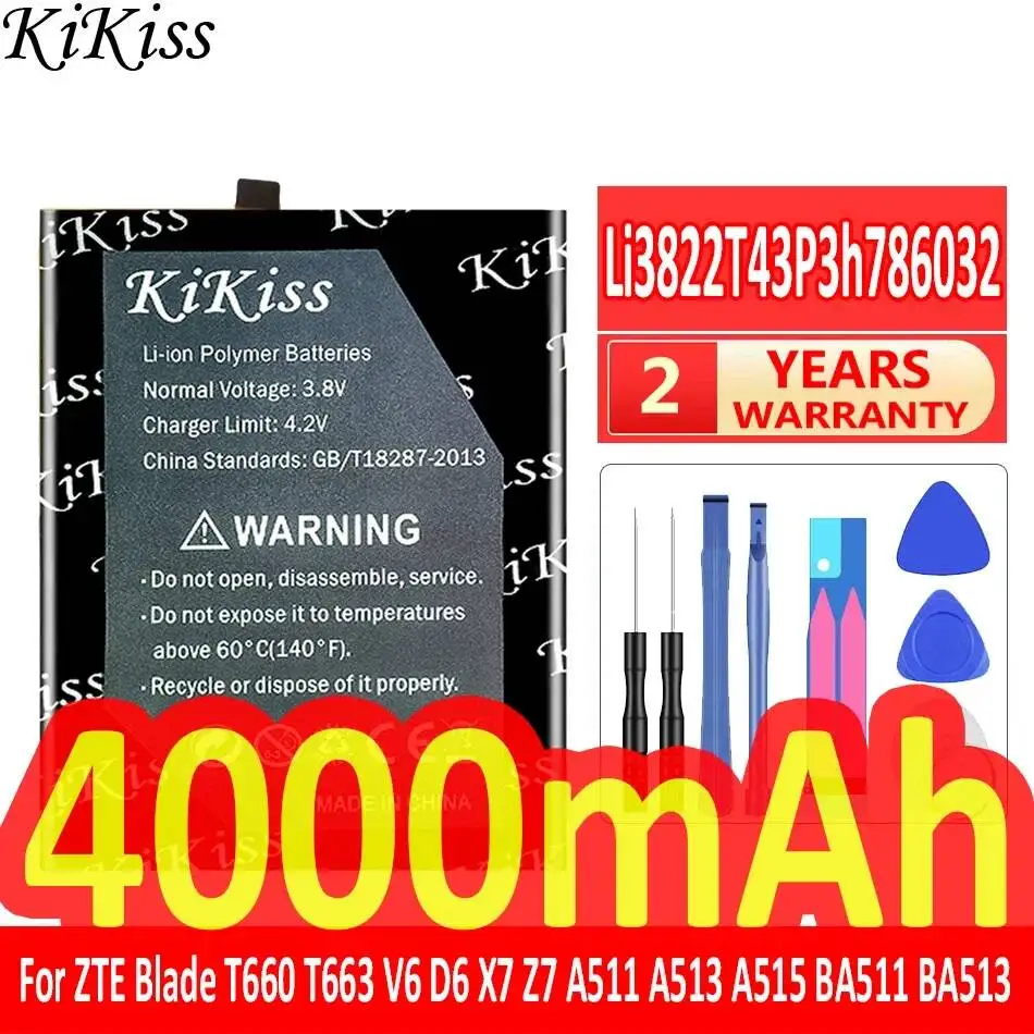 Mobile Phone Battery Li3822T43P3h786032 4000mAh For Zte Blade T660 T663 V6 D6 X7 Z7 A511 A513 A515 BA511 BA513 BA515
Mobile Phone Battery Li3822T43P3h786032 4000mAh For Zte Blade T660 T663 V6 D6 X7 Z7 A511 A513 A515 BA511 BA513 BA515