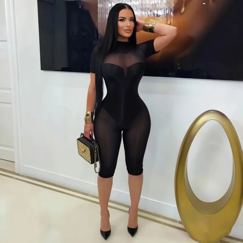 Shiny Oil Glossy Stocking Knee Length Jumpsuits Women Sexy See Through Silky O Neck Short Sleeve High Stretch Seamless Overalls
Shiny Oil Glossy Stocking Knee Length Jumpsuits Women Sexy See Through Silky O Neck Short Sleeve High Stretch Seamless Overalls