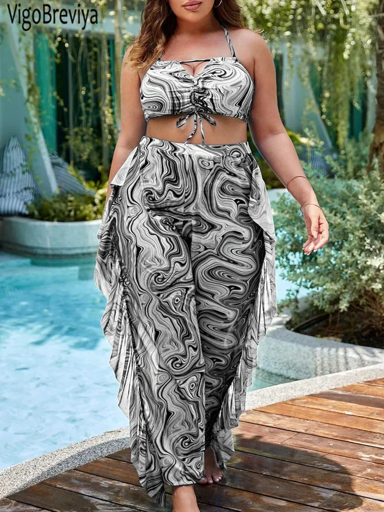VigoBreviya 2025 Print 3 Piece Plus Size Mesh Pants Bikini Set Women Hollow Push Up Curvy Swimsuit Beach Lady Big Bathing Suit
VigoBreviya 2025 Print 3 Piece Plus Size Mesh Pants Bikini Set Women Hollow Push Up Curvy Swimsuit Beach Lady Big Bathing Suit