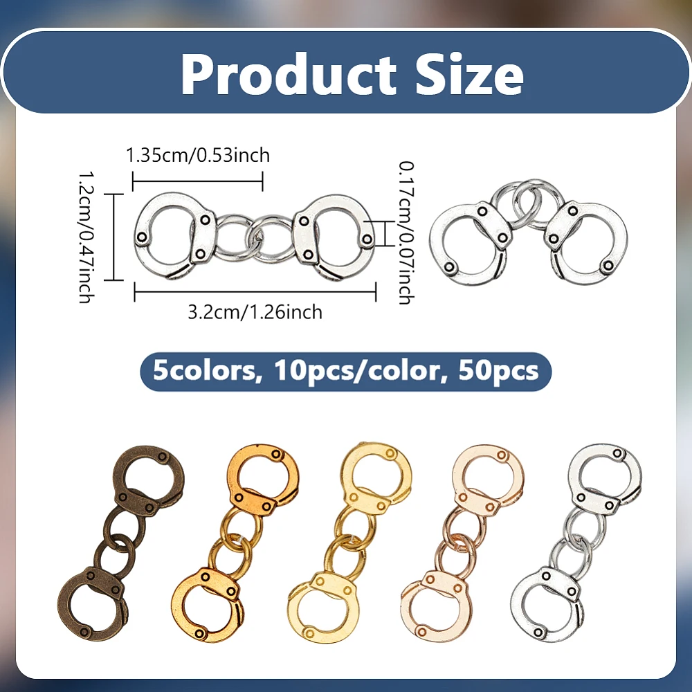 50Pcs 5 Colors Style Alloy Pendants Handcuffs Mixed Color 32mm 10pcs/color
50Pcs 5 Colors Style Alloy Pendants Handcuffs Mixed Color 32mm 10pcs/color