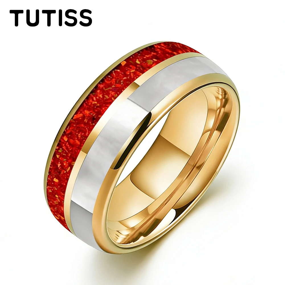 Кольцо TUTISS из вольфрама 6/8 мм, куполообразное, с двойной канавкой, инкрустированное красным опалом и перламутром, для комфортной посадки
Кольцо TUTISS из вольфрама 6/8 мм, куполообразное, с двойной канавкой, инкрустированное красным опалом и перламутром, для комфортной посадки