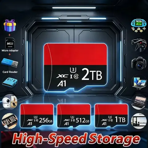 Carte SD 4K V30 A1 haute vitesse 2 To, carte mémoire 512 Go 256 Go 1 To, adaptateur Micro TF SD pour smartphone/tablette/PC, utilisation croisée pour voiture