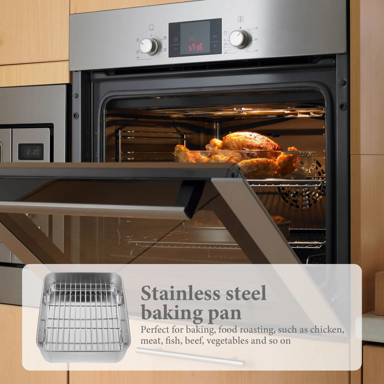 1Set Stainless Steel Baking Sheet Rust Proof Baking Tray for Oven Cooking Meat Bread Cookies Oven Pan with Rack
1Set Stainless Steel Baking Sheet Rust Proof Baking Tray for Oven Cooking Meat Bread Cookies Oven Pan with Rack