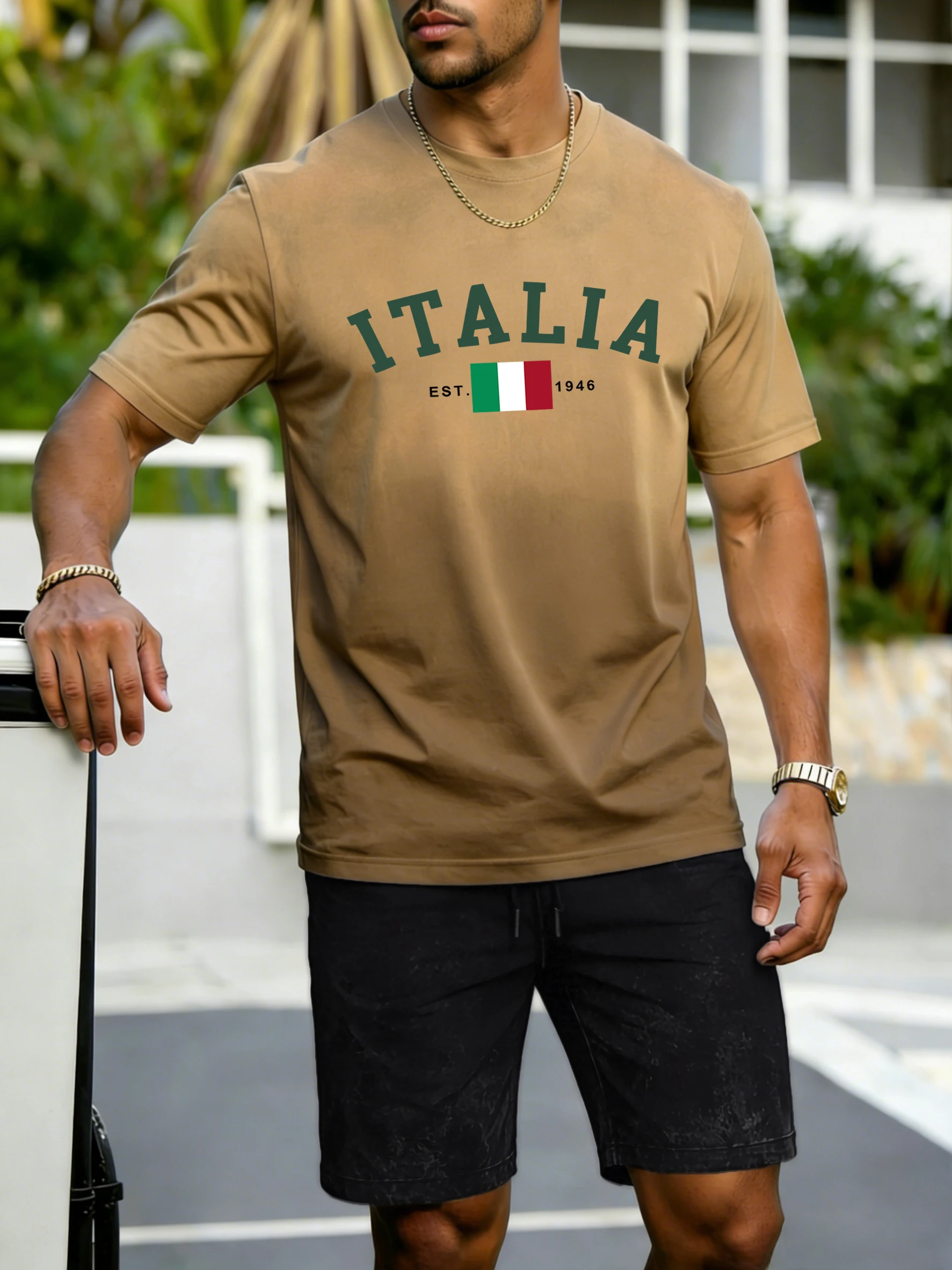 Мужская футболка с итальянским флагом в стиле ретро, с эффектом тай-дай, из мягкого хлопка, с круглым вырезом, свободного кроя, летняя, с эффектом потертости, в комплекте с шортами.
Мужская футболка с итальянским флагом в стиле ретро, с эффектом тай-дай, из мягкого хлопка, с круглым вырезом, свободного кроя, летняя, с эффектом потертости, в комплекте с шортами.