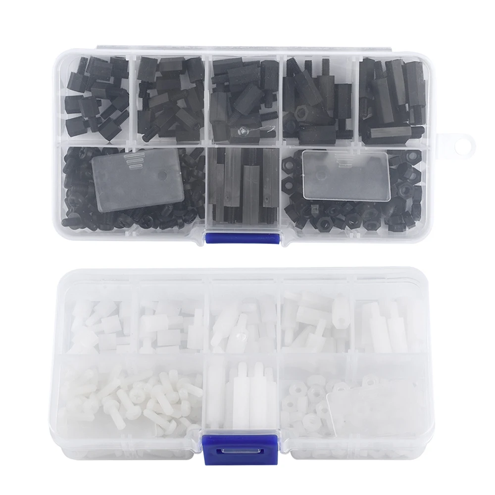 180pcs Black M3 Nylon Hex Spacers Male-Female Screws Nuts Stand-off Kit White with Plastic Box For Electronics PC Board
180pcs Black M3 Nylon Hex Spacers Male-Female Screws Nuts Stand-off Kit White with Plastic Box For Electronics PC Board