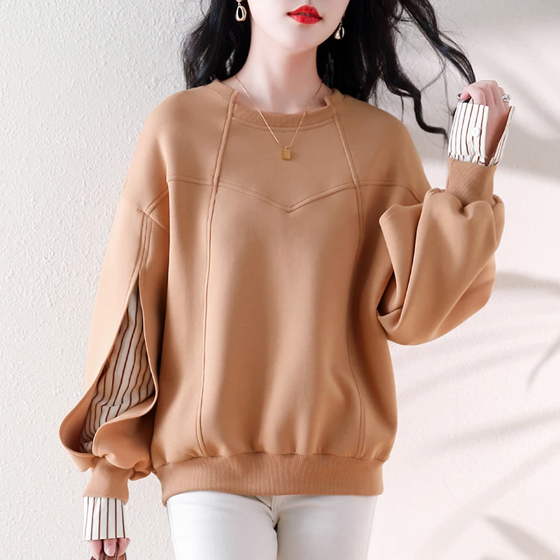 Необычные пуловеры, женские свободные повседневные лоскутные толстовки с длинными рукавами в полоску, корейские модные джемперы большого размера, толстовки
Необычные пуловеры, женские свободные повседневные лоскутные толстовки с длинными рукавами в полоску, корейские модные джемперы большого размера, толстовки