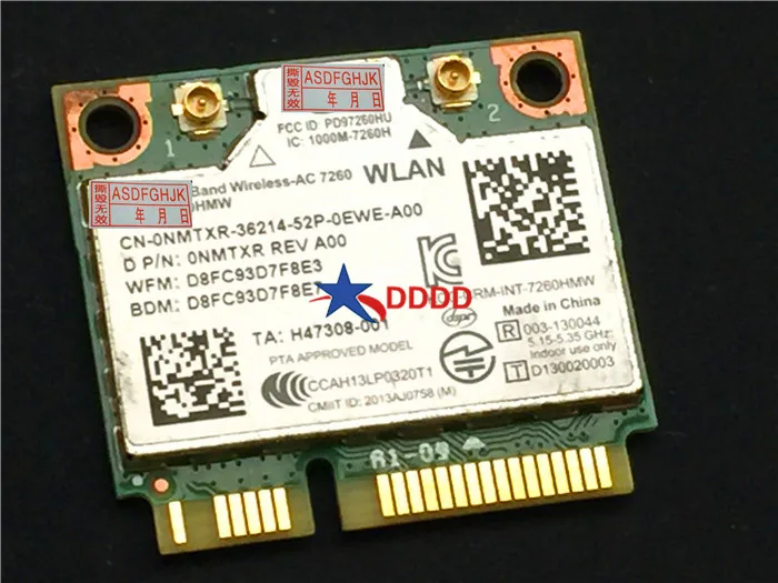 Original FOR Dell AC 7260 Dual Band Wireless WiFi Adapter 0NMTXR NMTXR Mini PCI Fully Tested
Original FOR Dell AC 7260 Dual Band Wireless WiFi Adapter 0NMTXR NMTXR Mini PCI Fully Tested