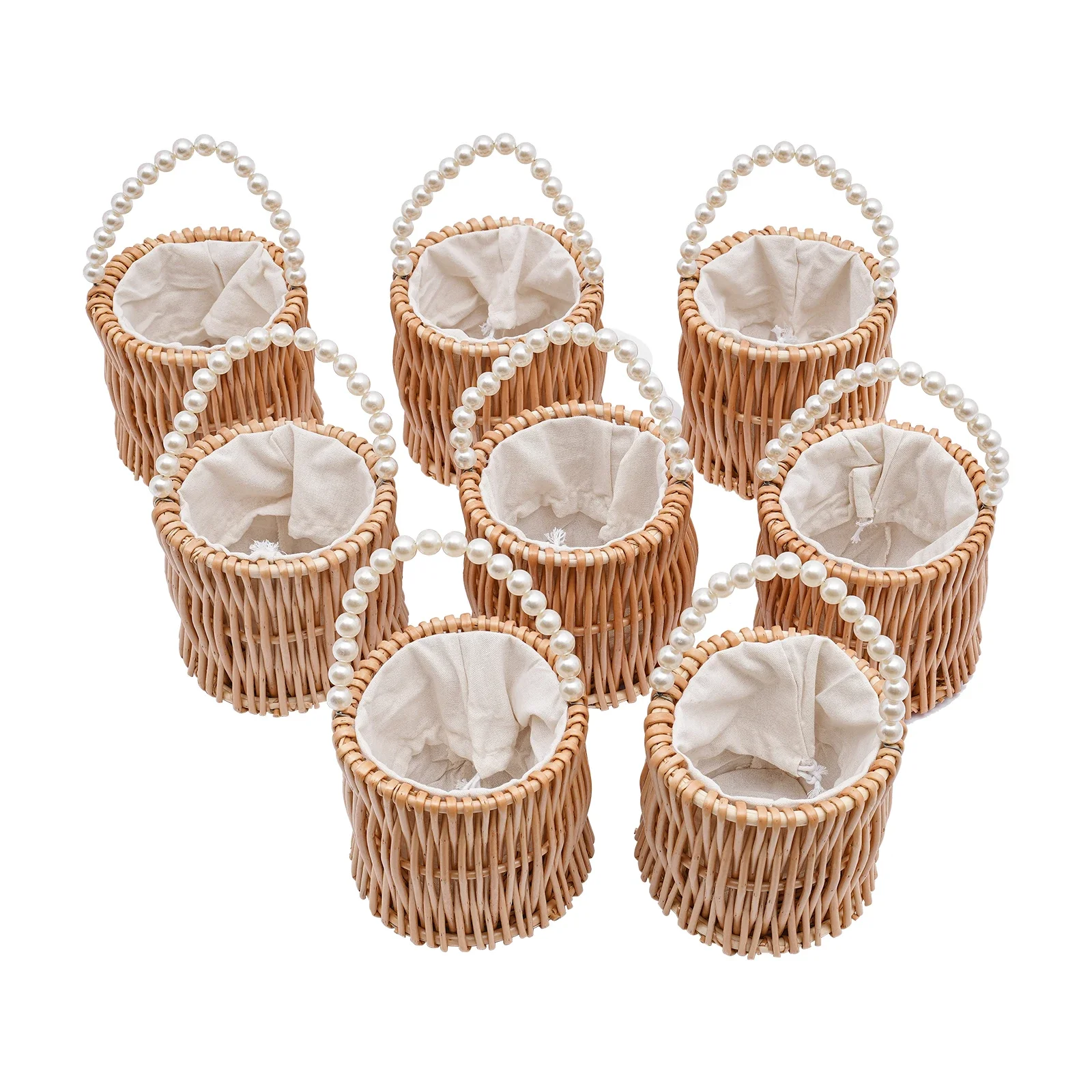 8PCS Wicker Wedding Flower Baskets Girl Rattan Pearl Handle Hamper As A Decoration Or Organizer
8PCS Wicker Wedding Flower Baskets Girl Rattan Pearl Handle Hamper As A Decoration Or Organizer
