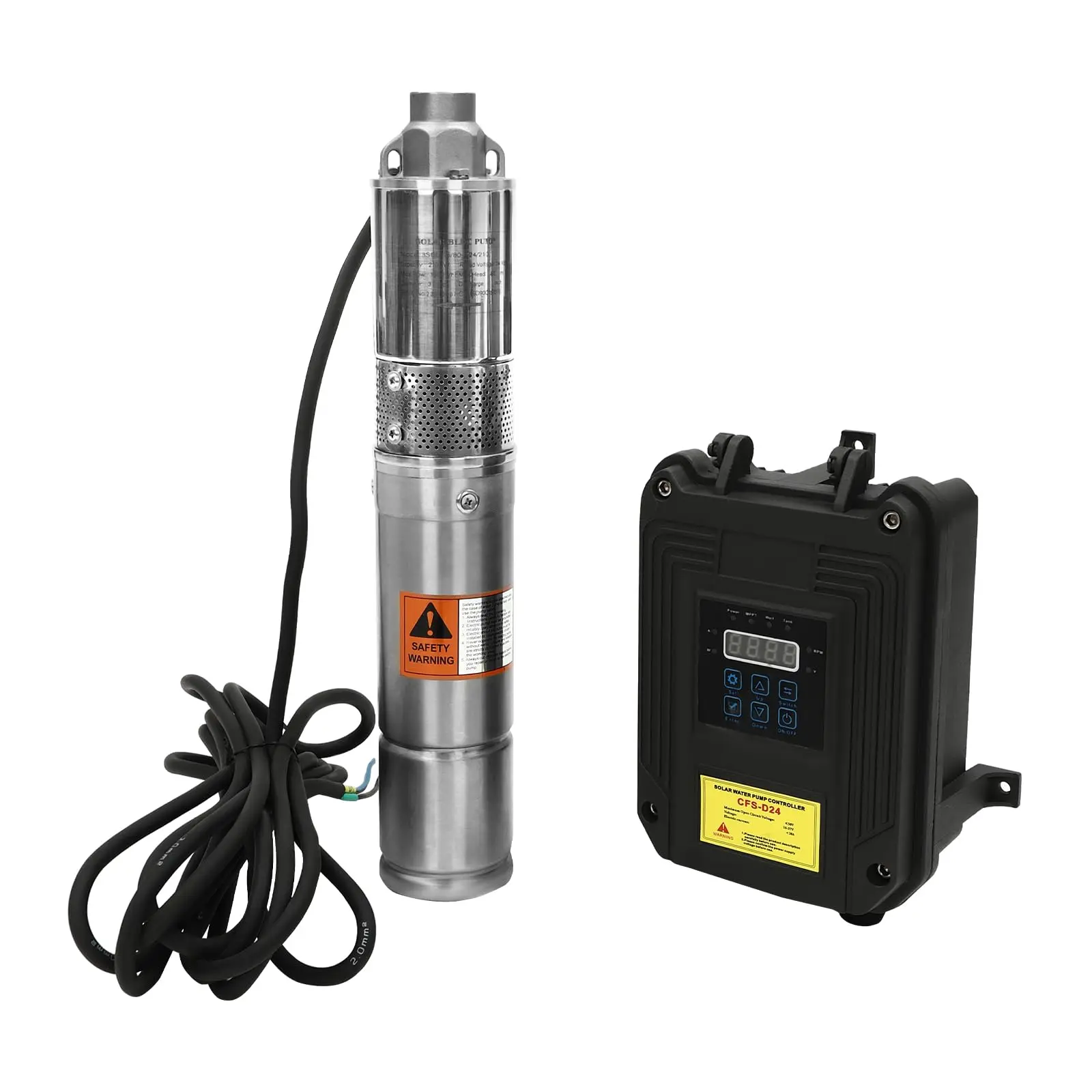 Deep Well Submersible Pump, 3 Inch Dc24V 210W Solar Pump Submersible Pump Bore Deep Well Water Pump with Mppt Controller, for Irrigation
Deep Well Submersible Pump, 3 Inch Dc24V 210W Solar Pump Submersible Pump Bore Deep Well Water Pump with Mppt Controller, for Irrigation