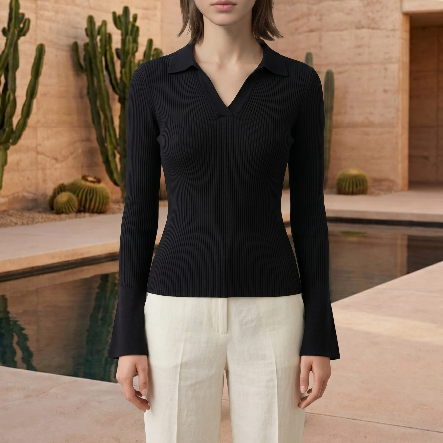 Long Sleeve Knitted Shirt Women Pullover Sweater Tops Spring Autumn Female V-neck Elastic Skinny Knit Bottoming Shirts Knitwear
Long Sleeve Knitted Shirt Women Pullover Sweater Tops Spring Autumn Female V-neck Elastic Skinny Knit Bottoming Shirts Knitwear