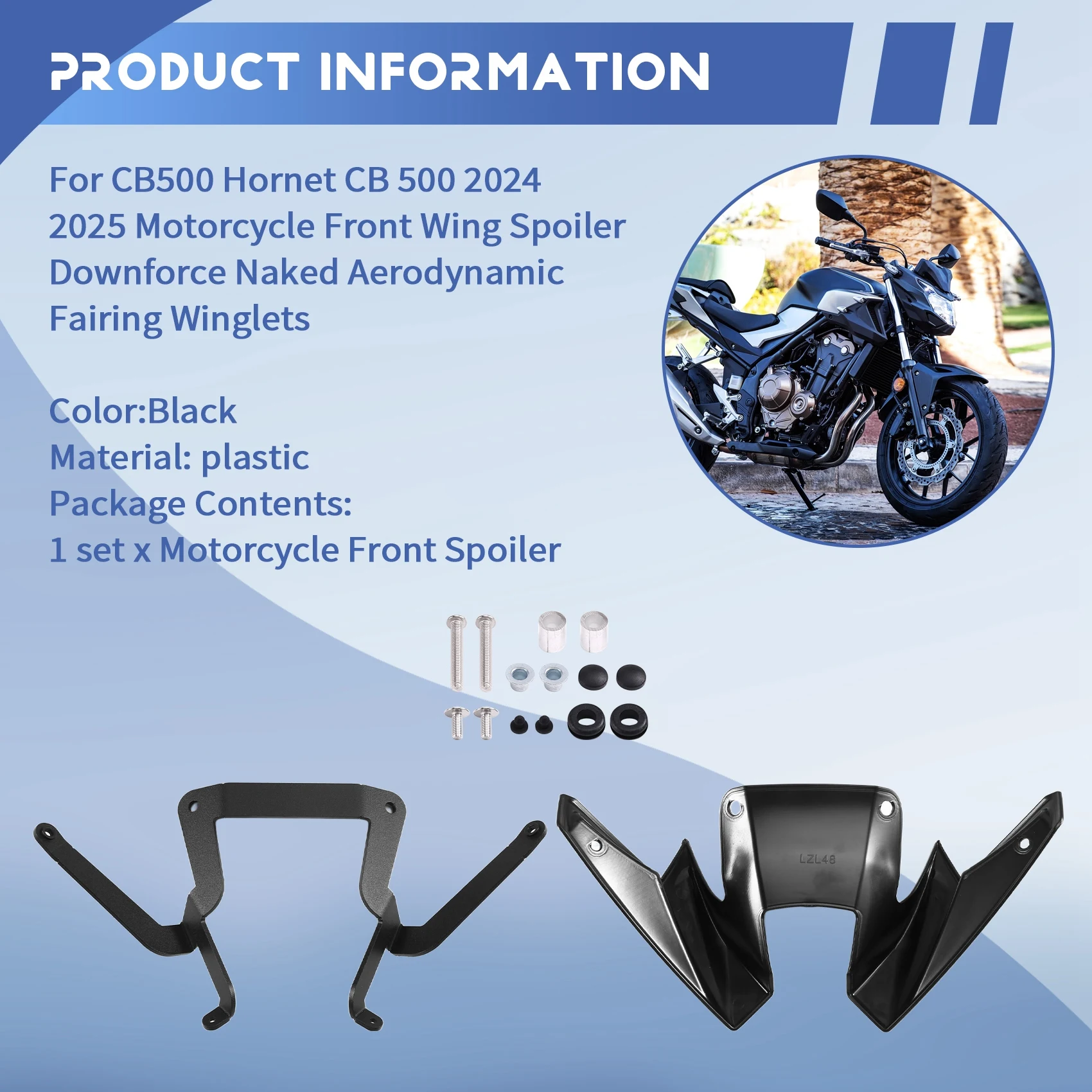 For Honda CB500 Hornet CB 500 2024 2025 Front Motorcycle Wing Spoiler Downforce Aerodynamic Fairing Winglets Black-ABQA
For Honda CB500 Hornet CB 500 2024 2025 Front Motorcycle Wing Spoiler Downforce Aerodynamic Fairing Winglets Black-ABQA