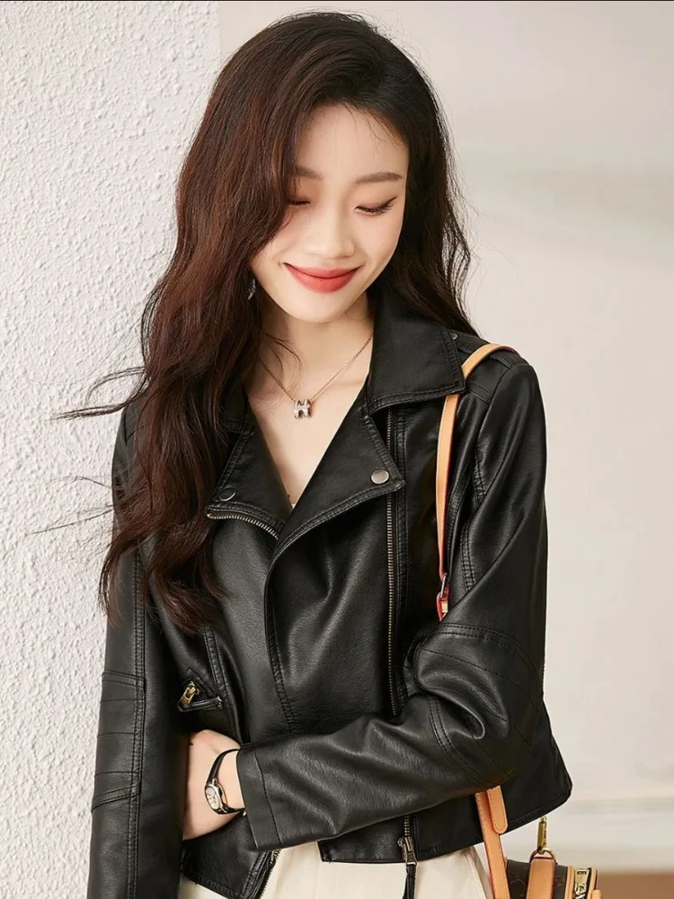 Women's Faux Leather Coat Zipper Jacket Y2k Leather Neck Jacket Lady Leather Demi-season Jacket for Women Women's Moto Biker
Women's Faux Leather Coat Zipper Jacket Y2k Leather Neck Jacket Lady Leather Demi-season Jacket for Women Women's Moto Biker