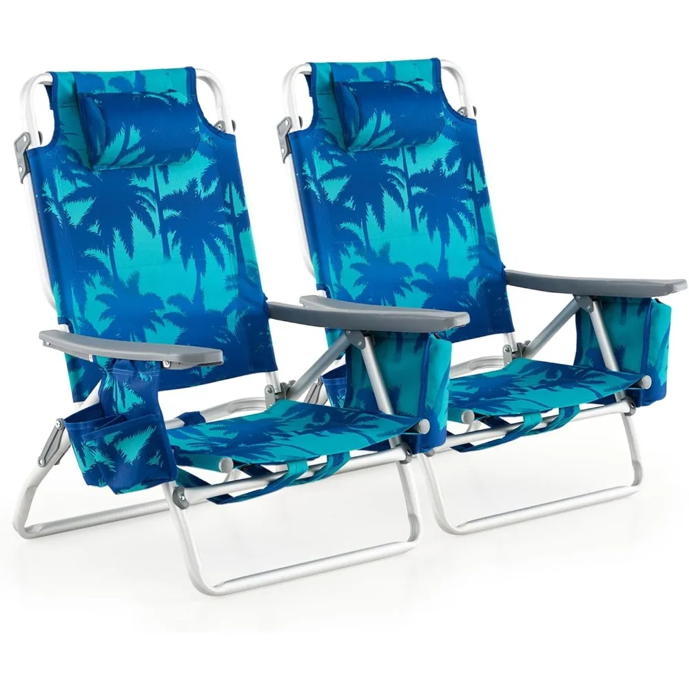 Set of 2 Backpack Beach Chair, 5-Position Lay Flat Beach Chairs with Cooler Bag, 2 Cup Holders, Towel Bar, Lightweight Folding
Set of 2 Backpack Beach Chair, 5-Position Lay Flat Beach Chairs with Cooler Bag, 2 Cup Holders, Towel Bar, Lightweight Folding