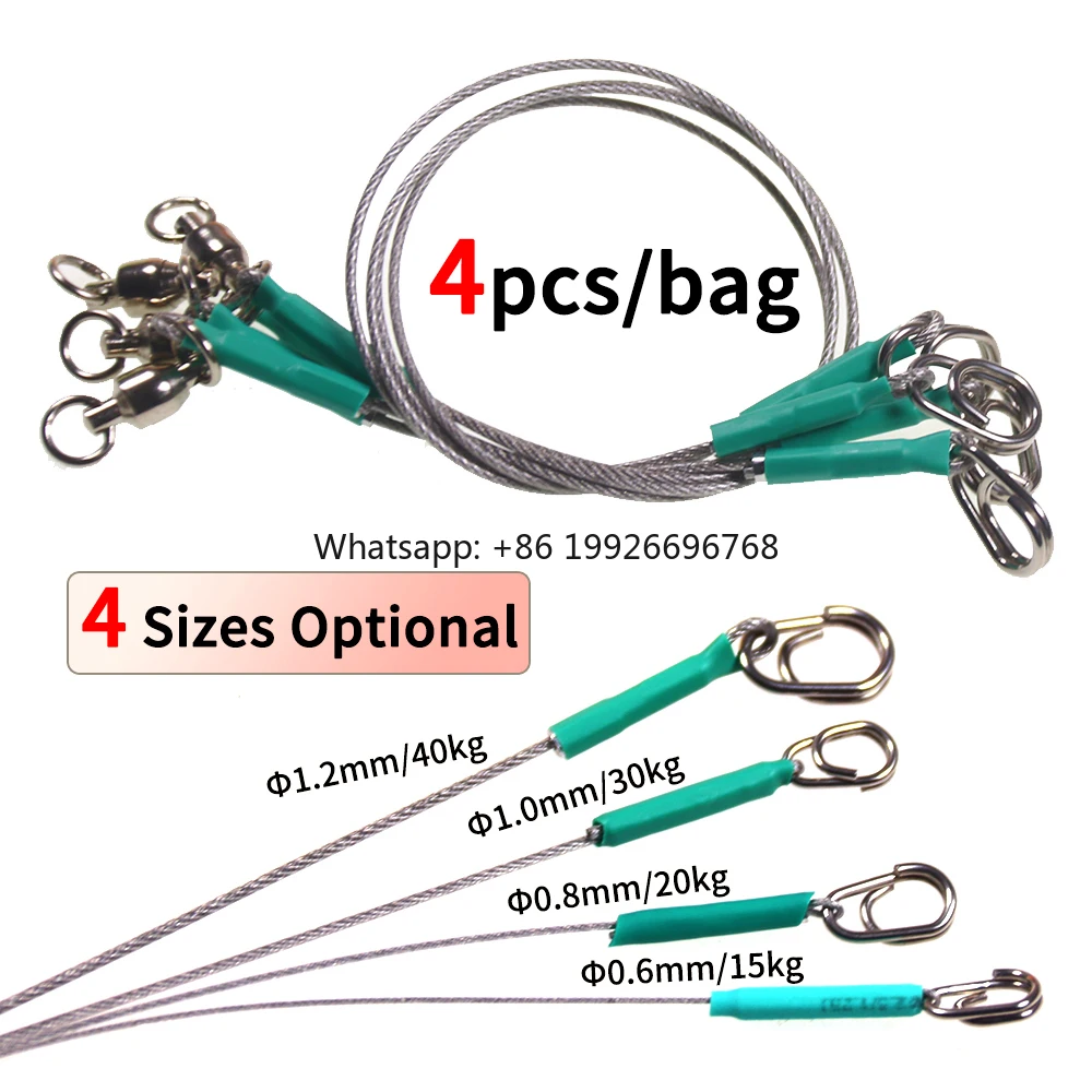 7*7 Strands Stainless Steel Wire Leader With Bearing Swivel & Clip Heat Shrink Tube Fishing Steel Core Leash Anti-bite Thread fa
7*7 Strands Stainless Steel Wire Leader With Bearing Swivel & Clip Heat Shrink Tube Fishing Steel Core Leash Anti-bite Thread fa