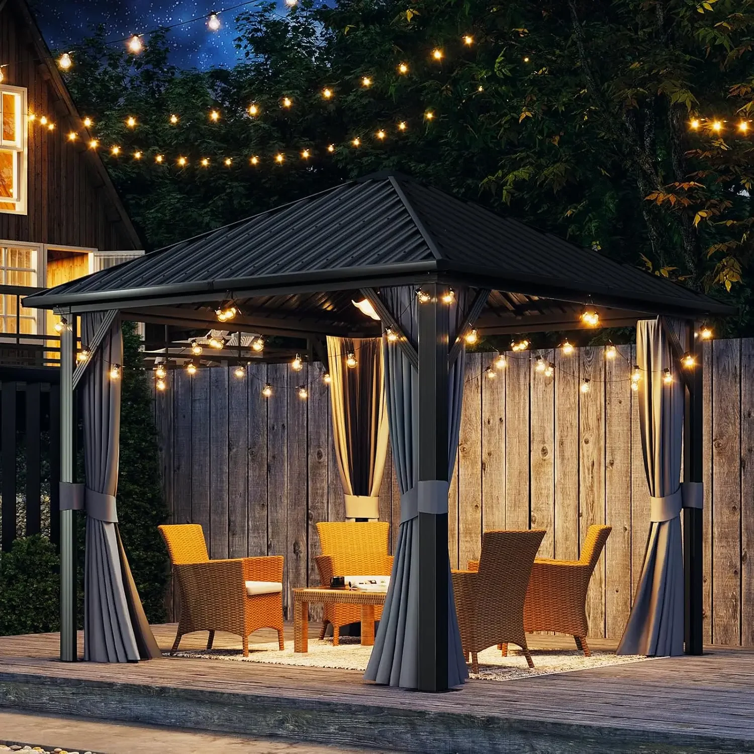 10FTx10FTHardtop Gazebo, Galvanized Steel Outdoor Aluminum Single Top Canopy, Permanent Metal Pavilion with Netting
10FTx10FTHardtop Gazebo, Galvanized Steel Outdoor Aluminum Single Top Canopy, Permanent Metal Pavilion with Netting