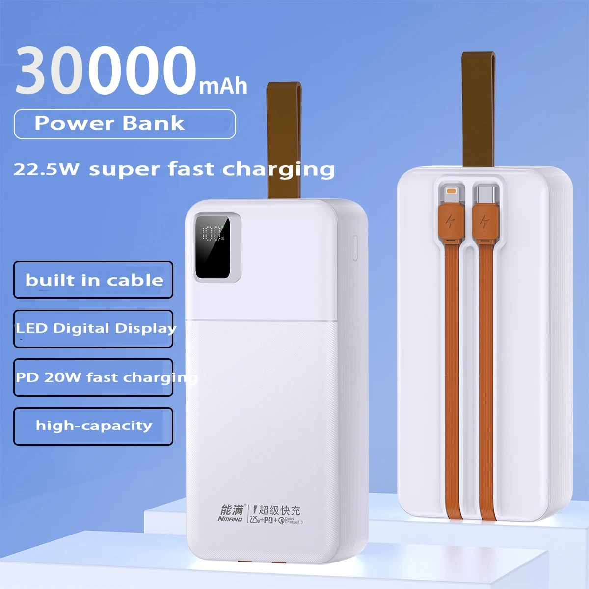 30000mAh Power Bank Portable External Battery 22.5W Fast Charging Portable Charger With Cable For iPhone xiaomi redmi Powerbank
30000mAh Power Bank Portable External Battery 22.5W Fast Charging Portable Charger With Cable For iPhone xiaomi redmi Powerbank
