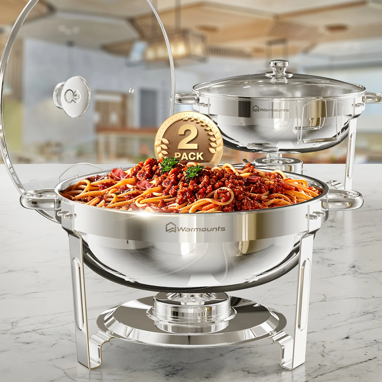 WARMOUNTS Chafing Dish for Buffet with Glass Lid, 5QT 2/4 Pack Round Stainless Steel Silvery Chafing Dishes Buffet with Lid Holder, Keep Food Warmers for Parties, Wedding, Catering Events, Only for Cooking JUYHGV
WARMOUNTS Chafing Dish for Buffet with Glass Lid, 5QT 2/4 Pack Round Stainless Steel Silvery Chafing Dishes Buffet with Lid Holder, Keep Food Warmers for Parties, Wedding, Catering Events, Only for Cooking JUYHGV
