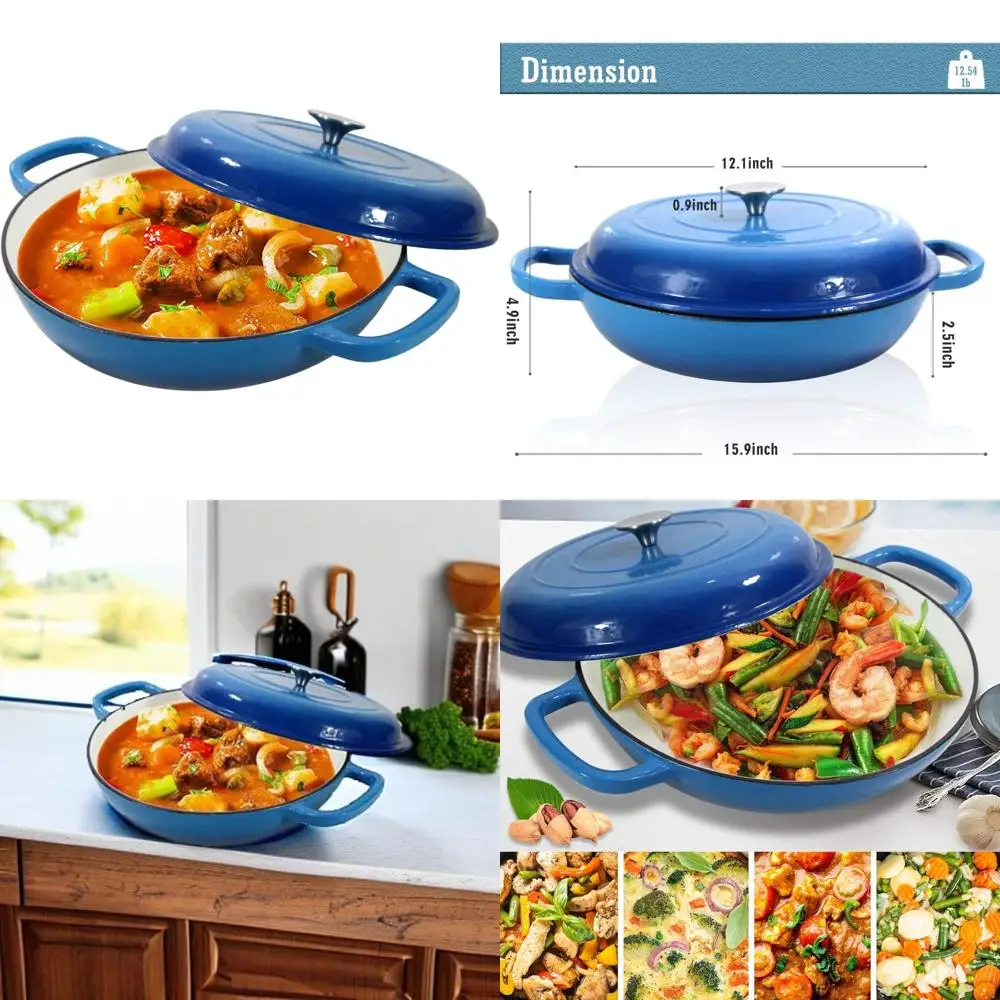 Эмалированная чугунная голландская духовка объемом 3,8 литра с крышкой - синяя сверхпрочная сковорода с двойной ручкой для подарков семьи и друзей
Эмалированная чугунная голландская духовка объемом 3,8 литра с крышкой - синяя сверхпрочная сковорода с двойной ручкой для подарков семьи и друзей