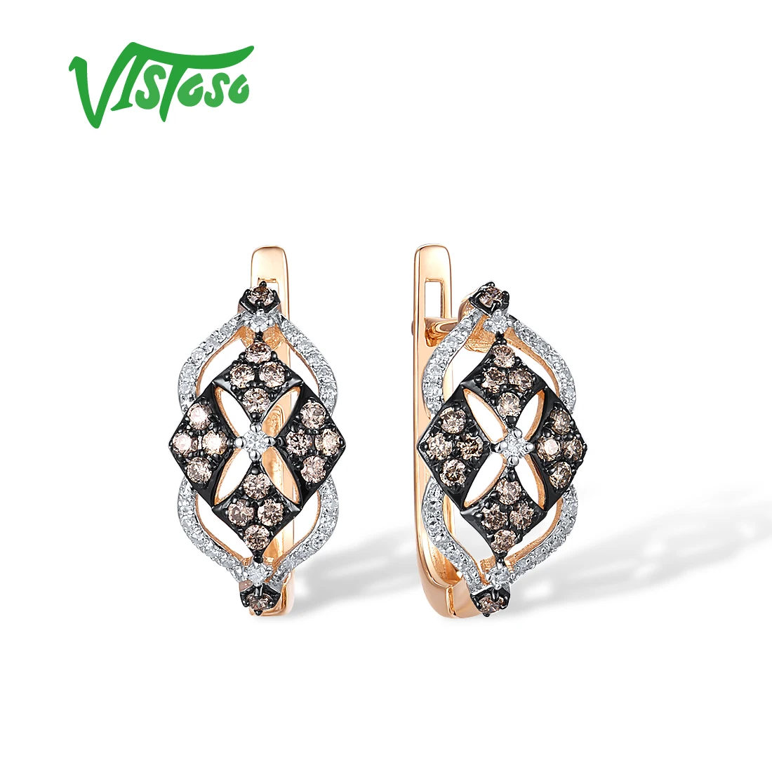 VISTOSO Genuine 14K 585 Rose Gold Earrings For Women Sparkling Diamond Brown Diamond Classic Delicate Wedding Gifts Fine Jewelry
VISTOSO Genuine 14K 585 Rose Gold Earrings For Women Sparkling Diamond Brown Diamond Classic Delicate Wedding Gifts Fine Jewelry