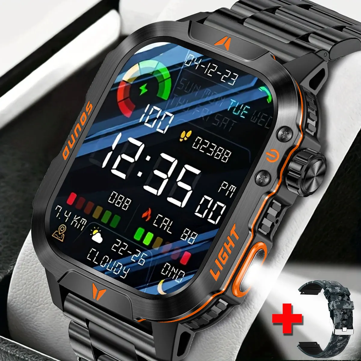 COIUSOR New Military smartwatch, men's flashlight, compass, waterproof outdoor sports tracker, Bluetooth call smartwatch
COIUSOR New Military smartwatch, men's flashlight, compass, waterproof outdoor sports tracker, Bluetooth call smartwatch