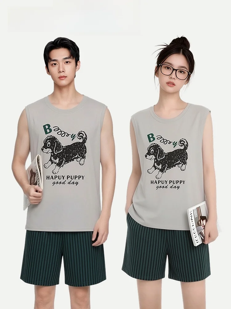 Couple's Cotton Pajamas Short Sleeve Vest And Shorts Home Clothes for Summer Breathable And Comfortable Cotton Sleepwear
Couple's Cotton Pajamas Short Sleeve Vest And Shorts Home Clothes for Summer Breathable And Comfortable Cotton Sleepwear