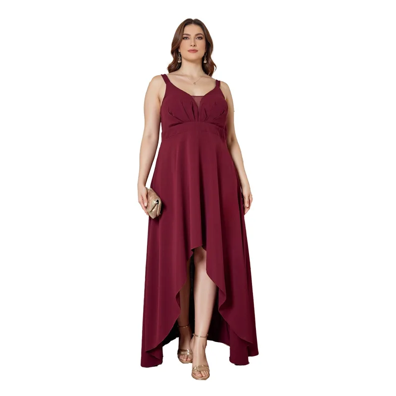 Chic Double V-neck Ruched High Low Chiffon Long Formal Party Plus Size Dress Bungundy
Chic Double V-neck Ruched High Low Chiffon Long Formal Party Plus Size Dress Bungundy