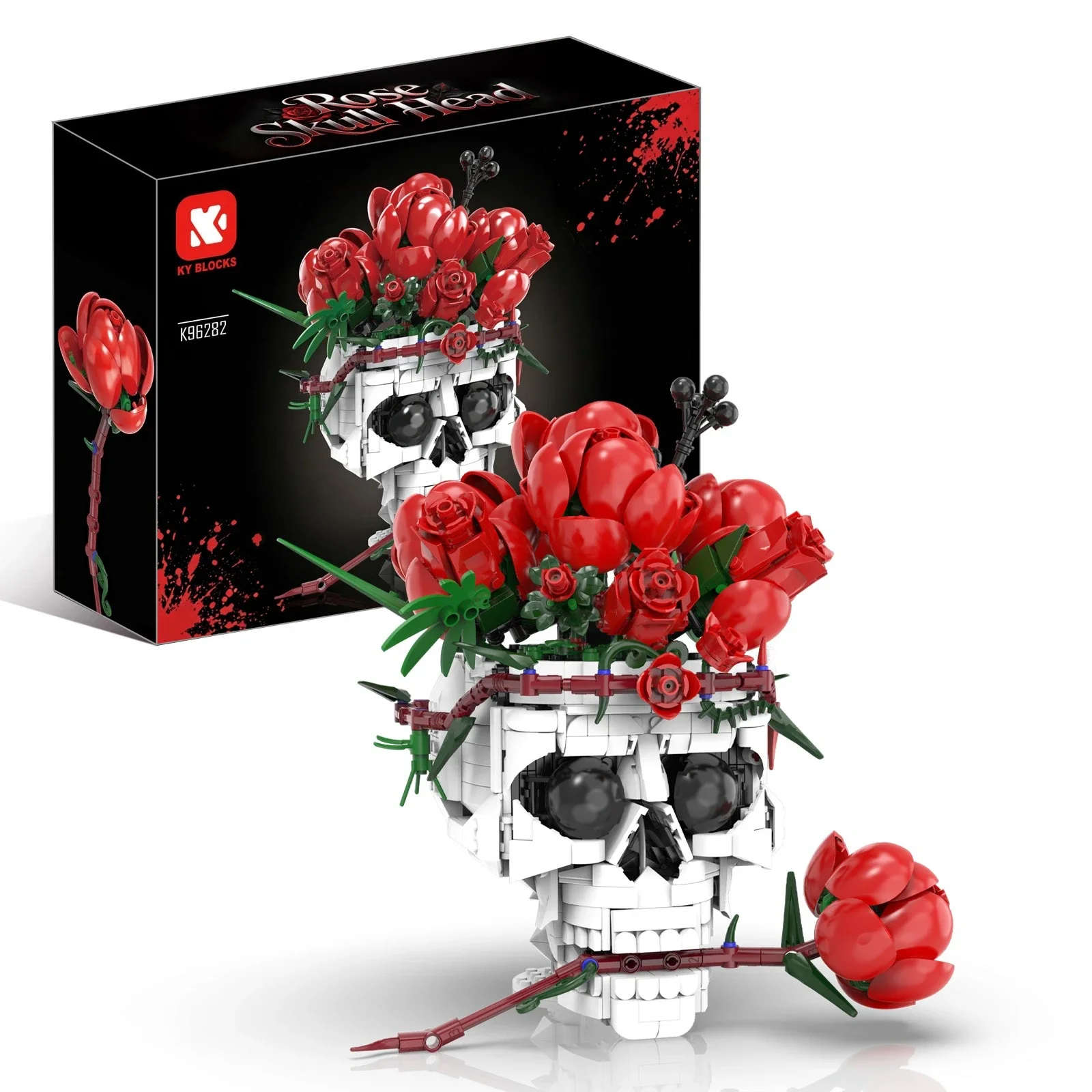 Gothic Rose Skull Building Kit White Skull Head with Red Bouquet Roses Building Blocks Halloween Romantic Decor Brick Toy Gift
Gothic Rose Skull Building Kit White Skull Head with Red Bouquet Roses Building Blocks Halloween Romantic Decor Brick Toy Gift