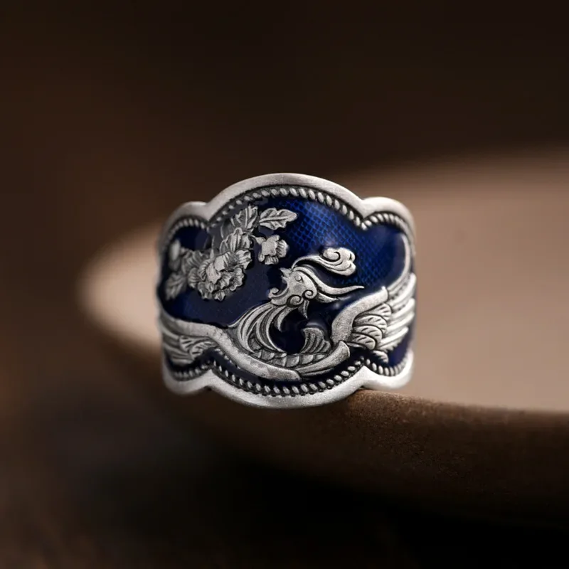 Elegant Chinese Style Blue Peony Phoenix Adjustable Ring for Women Men- Vintage Antique Jewelry, Party Accessories, Unique Gift
Elegant Chinese Style Blue Peony Phoenix Adjustable Ring for Women Men- Vintage Antique Jewelry, Party Accessories, Unique Gift