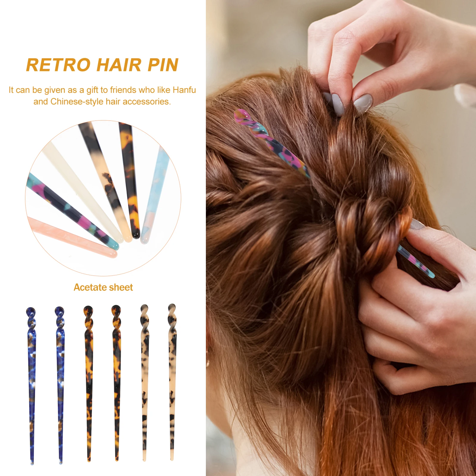 6 Pcs Shaped Hairpin Stick Chinese Style Accessories for Women Acetate Sheet Women's
6 Pcs Shaped Hairpin Stick Chinese Style Accessories for Women Acetate Sheet Women's