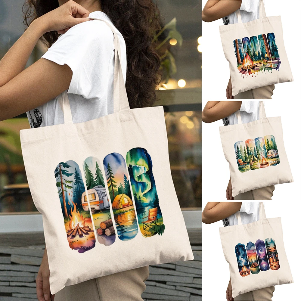 Camper Van Scene Lady Shopping Bag Double Print Forest Campfire Women Daily Use Shoulder Handbag Aurora Night Girl Relaxed Bags
Camper Van Scene Lady Shopping Bag Double Print Forest Campfire Women Daily Use Shoulder Handbag Aurora Night Girl Relaxed Bags