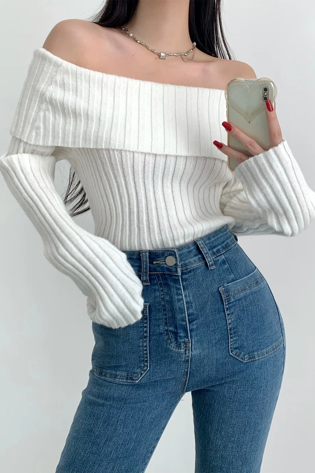 Pure Sexy Big Lapel Shoulder Strip Long Sleeve Sweater Loose Skinny Sweater Woman Tops Fashion Women K021
Pure Sexy Big Lapel Shoulder Strip Long Sleeve Sweater Loose Skinny Sweater Woman Tops Fashion Women K021