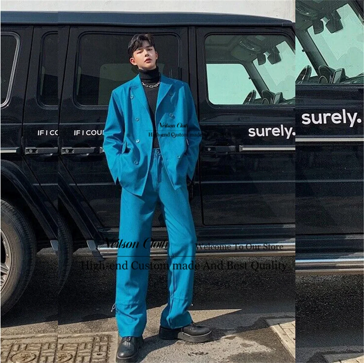 Fashion Blue Double Breasted Male Prom Blazers 2 Pieces Sets Peaked Lapel Groom Wedding Tuxedos Loose Korean Terno Masculino
Fashion Blue Double Breasted Male Prom Blazers 2 Pieces Sets Peaked Lapel Groom Wedding Tuxedos Loose Korean Terno Masculino
