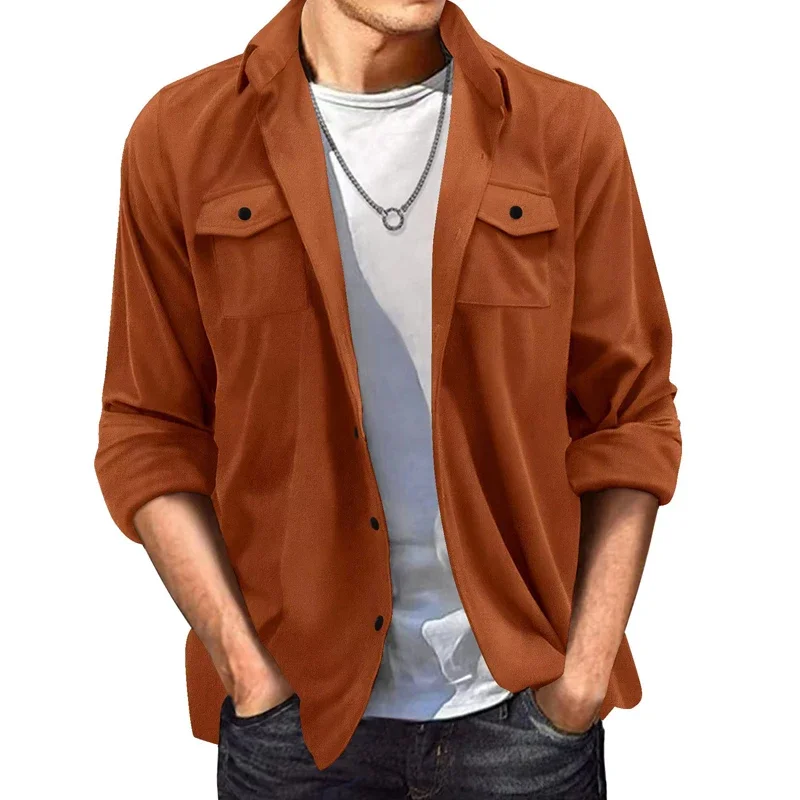 Fashion Suede Shirt for Men's Clothing Spring Autumn Casual Solid Color Pocket Long Sleeves Turn-down Collar Coats Loose Tops
Fashion Suede Shirt for Men's Clothing Spring Autumn Casual Solid Color Pocket Long Sleeves Turn-down Collar Coats Loose Tops