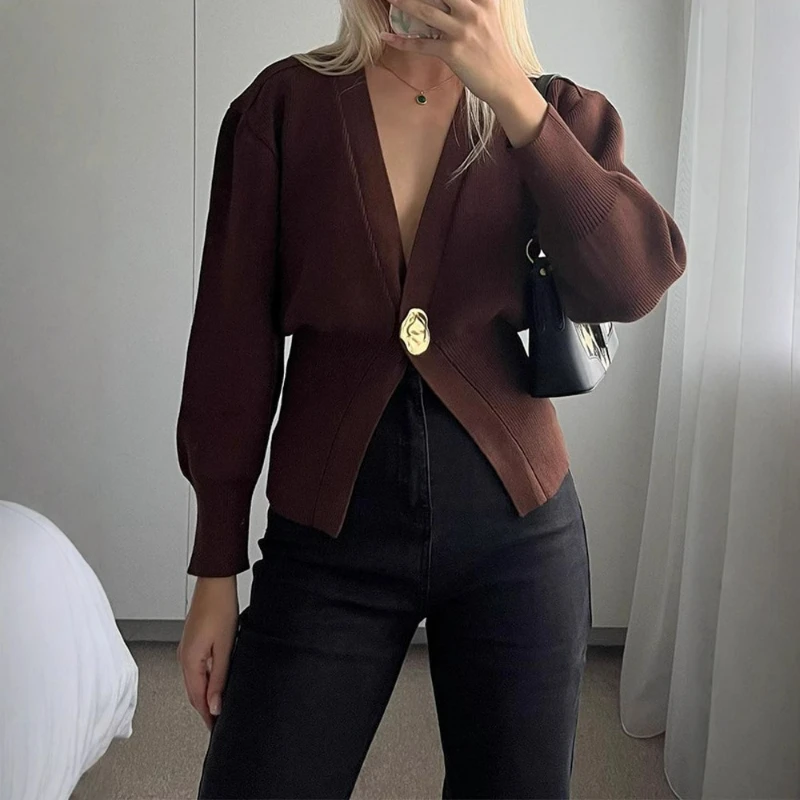 Knit Cardigan Women Long Sleeve Single Button Jumpers V Neck Spliced Casual Solid Sweaters Lady Jumper Elegant Autumn 2025
Knit Cardigan Women Long Sleeve Single Button Jumpers V Neck Spliced Casual Solid Sweaters Lady Jumper Elegant Autumn 2025