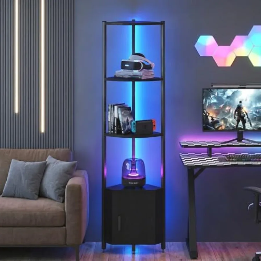 Corner Shelf with Storage LED Lights 6-Tier Corner Bookshelf 66'' Organizer Book Shelf Shelves Steel Frame Display Stand with L
Corner Shelf with Storage LED Lights 6-Tier Corner Bookshelf 66'' Organizer Book Shelf Shelves Steel Frame Display Stand with L