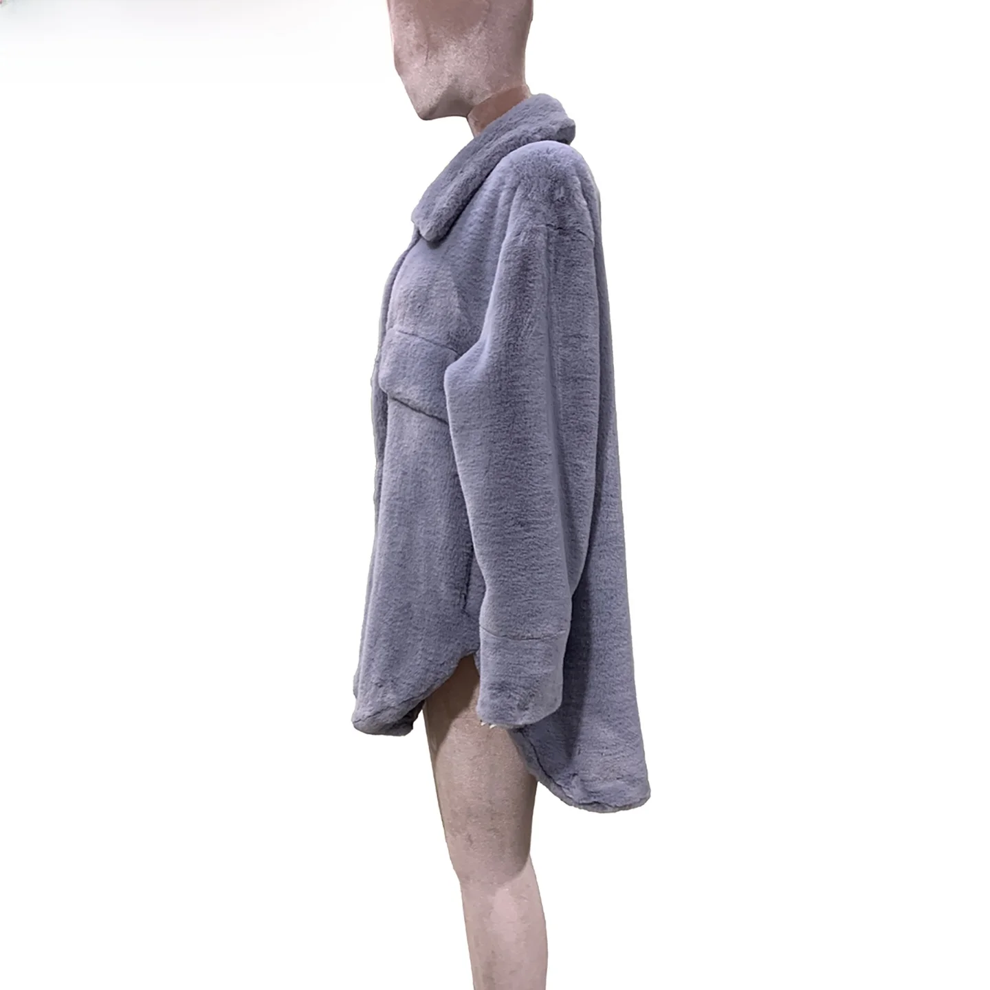 Nerazzurri Winter Oversize Long Sleeve Grey Faux Fur Shirt Jacket Women's Young Style Casual Comfortable Warm Polyester
Nerazzurri Winter Oversize Long Sleeve Grey Faux Fur Shirt Jacket Women's Young Style Casual Comfortable Warm Polyester