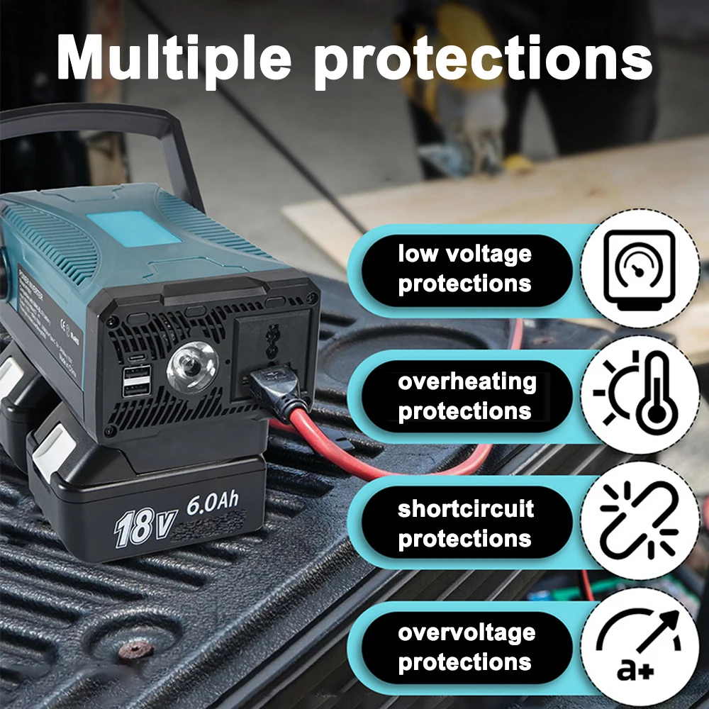 Battery Inverter Outdoor Portable Electric Tools ReCharging and Inverter In-One Machine DC 18V/20V to 110V Inverter Modified
Battery Inverter Outdoor Portable Electric Tools ReCharging and Inverter In-One Machine DC 18V/20V to 110V Inverter Modified