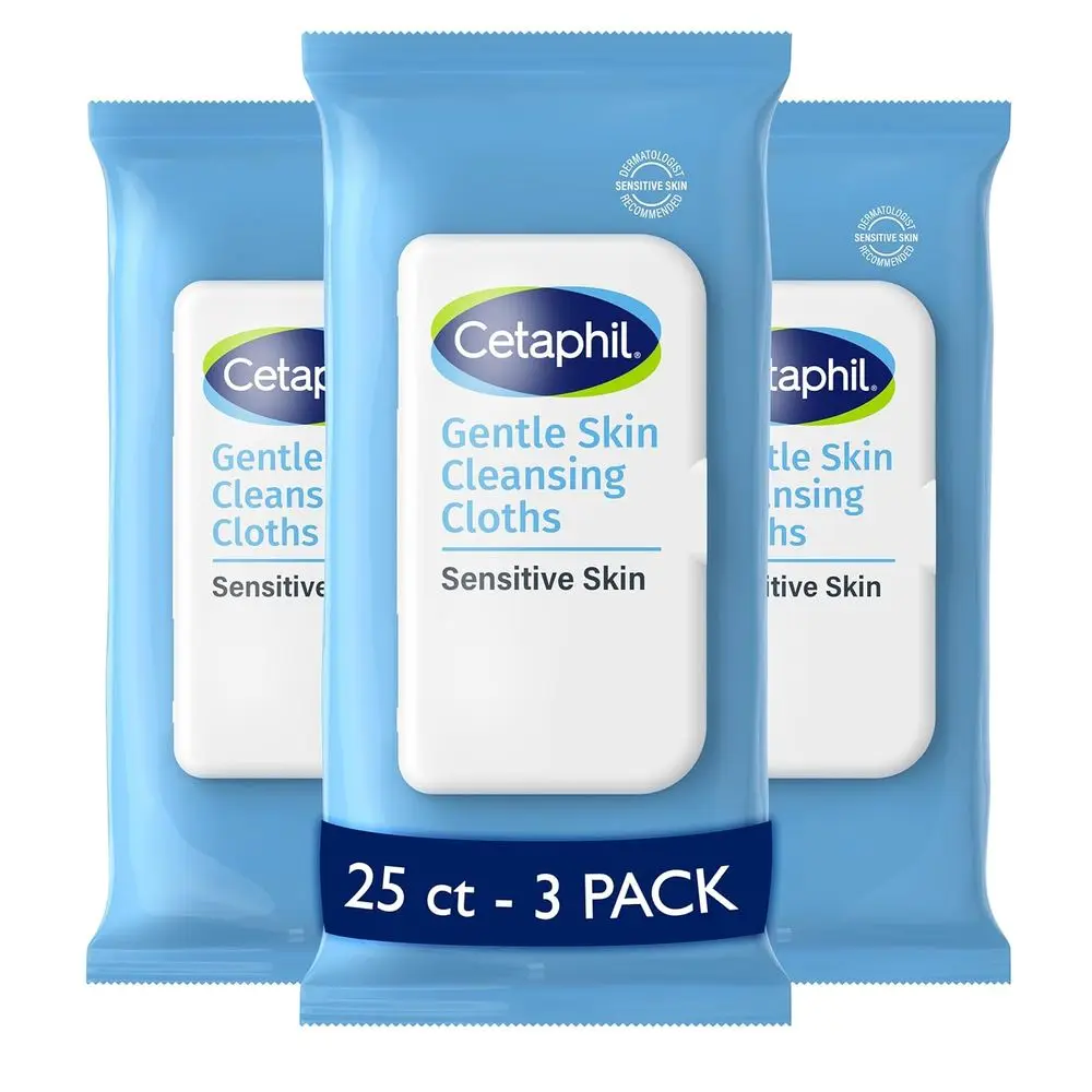 Sensitive Skin Cleansing Wipes, 25-Count Packs of 3, Hypoallergenic, Fragrance-Free, Ideal for Travel and Gym Use
Sensitive Skin Cleansing Wipes, 25-Count Packs of 3, Hypoallergenic, Fragrance-Free, Ideal for Travel and Gym Use