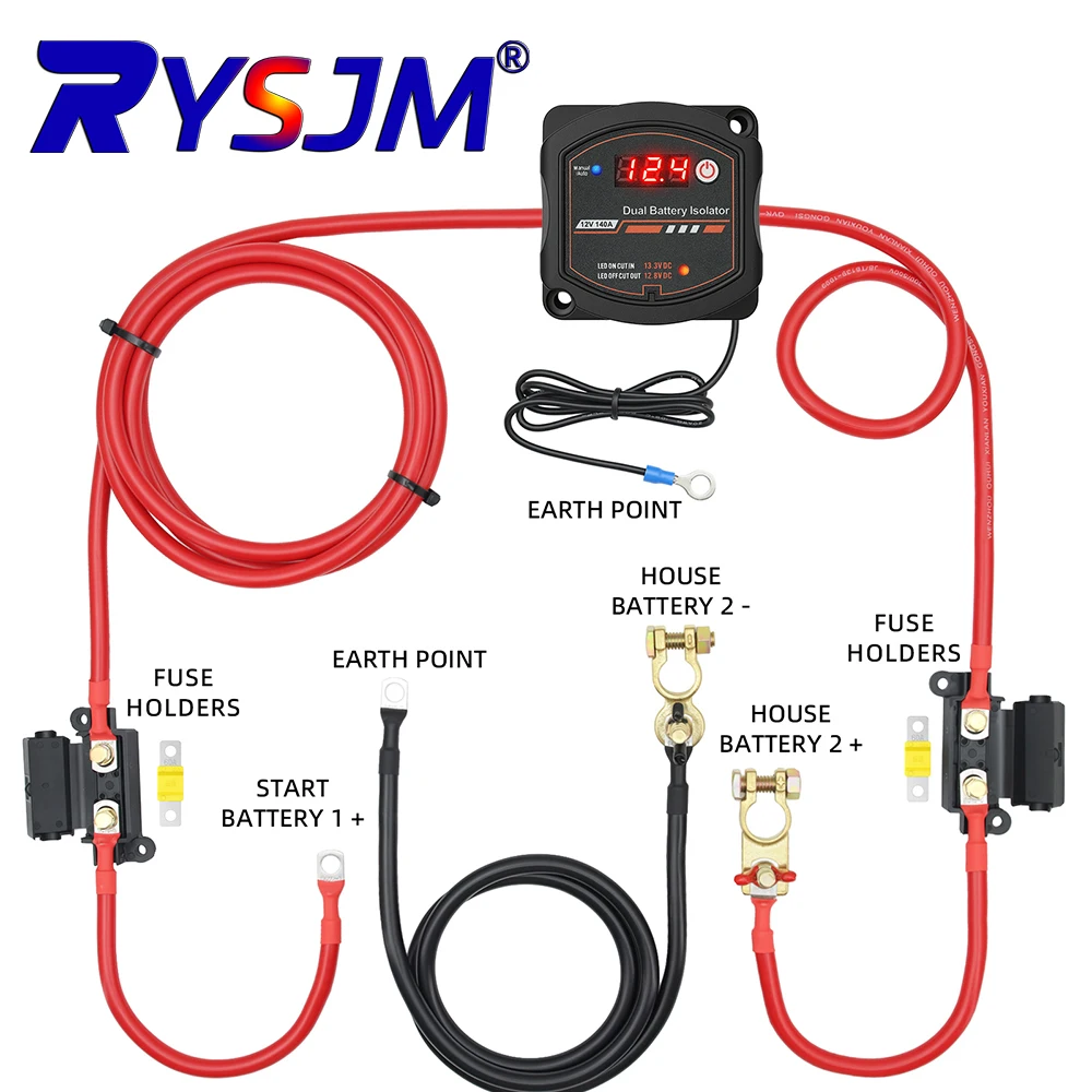 12V 140 Amp Dual Battery Isolator Kit with LED Voltmeter Manual/Auto Mode Waterproof Voltage Sensitive Relay Smart Dual Battery
12V 140 Amp Dual Battery Isolator Kit with LED Voltmeter Manual/Auto Mode Waterproof Voltage Sensitive Relay Smart Dual Battery