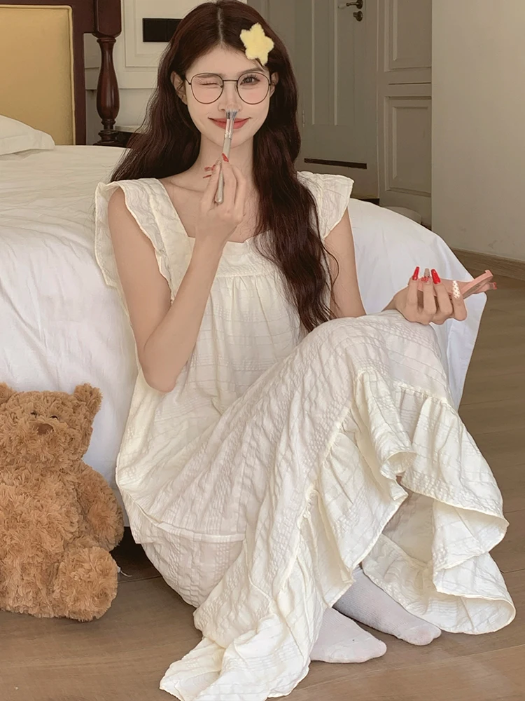 Хлопковая женская ночная рубашка Cloud, летняя тонкая бретелька Sp Dr с нагрудником, домашняя одежда Fairy Sle, милая одежда из полиэфирного волокна
Хлопковая женская ночная рубашка Cloud, летняя тонкая бретелька Sp Dr с нагрудником, домашняя одежда Fairy Sle, милая одежда из полиэфирного волокна