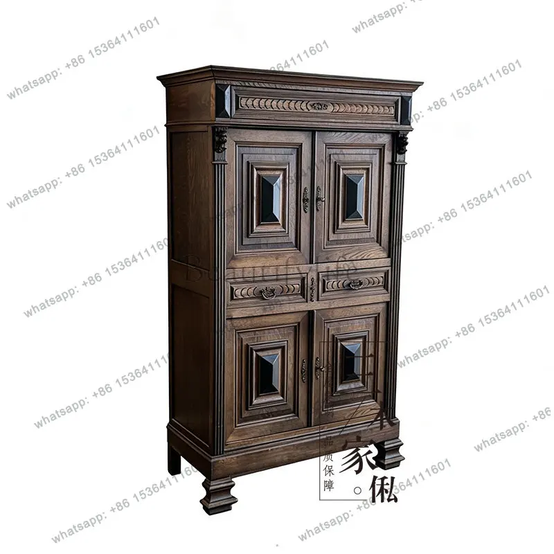 American retro solid wood locker carved double door porch cabinet vertical customizable furniture
American retro solid wood locker carved double door porch cabinet vertical customizable furniture
