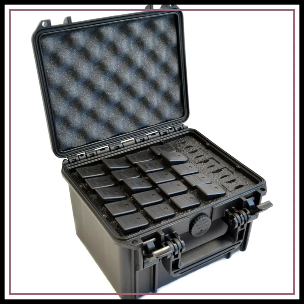Heavy Duty Waterproof Pistol Magazine Hard Case with Custom Foam Insert - Tactical Gun Ammo Holder, 10x9.6x6.5 Inch, Black
Heavy Duty Waterproof Pistol Magazine Hard Case with Custom Foam Insert - Tactical Gun Ammo Holder, 10x9.6x6.5 Inch, Black