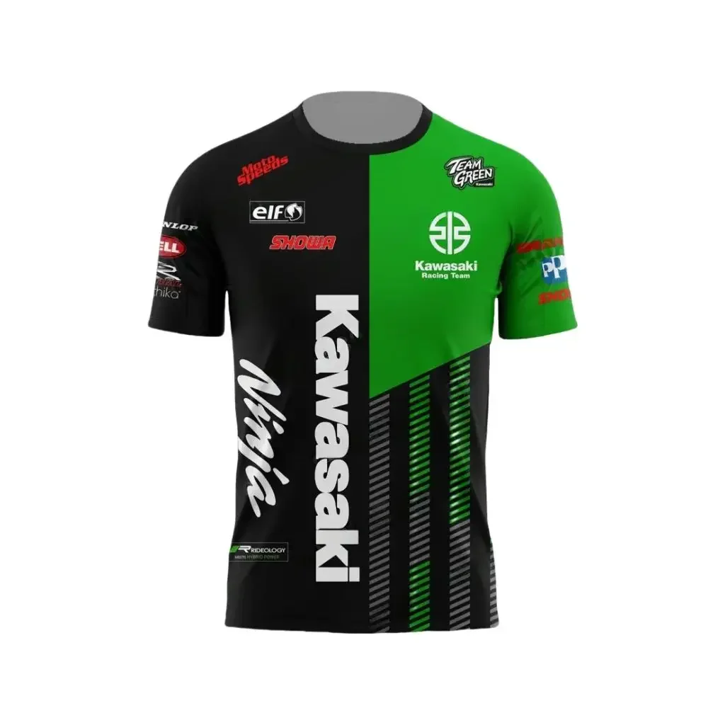 Мужская летняя футболка с короткими рукавами и круглым вырезом с мотоциклетным принтом Kawasaki, дышащий, быстросохнущий, удобный спортивный топ 
Мужская летняя футболка с короткими рукавами и круглым вырезом с мотоциклетным принтом Kawasaki, дышащий, быстросохнущий, удобный спортивный топ