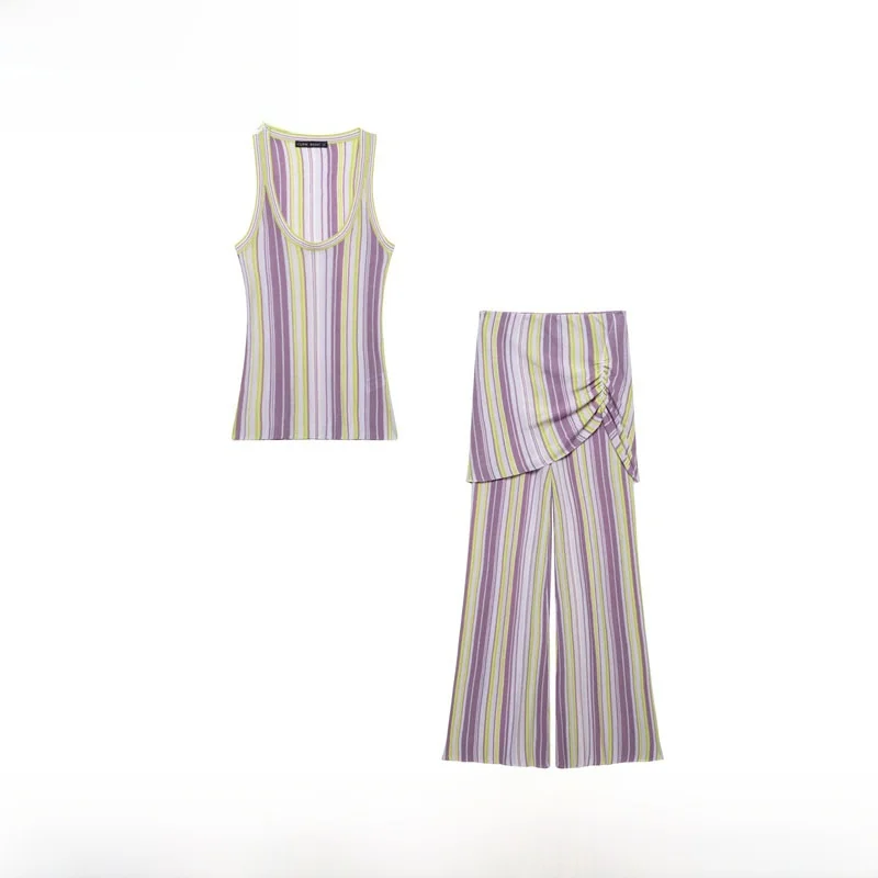 Fashionable Striped Knitted Top And Long Skirt Set Women's Clothing ZR Style New Arrival Summer Season All-Match Two-Piece Suit
Fashionable Striped Knitted Top And Long Skirt Set Women's Clothing ZR Style New Arrival Summer Season All-Match Two-Piece Suit