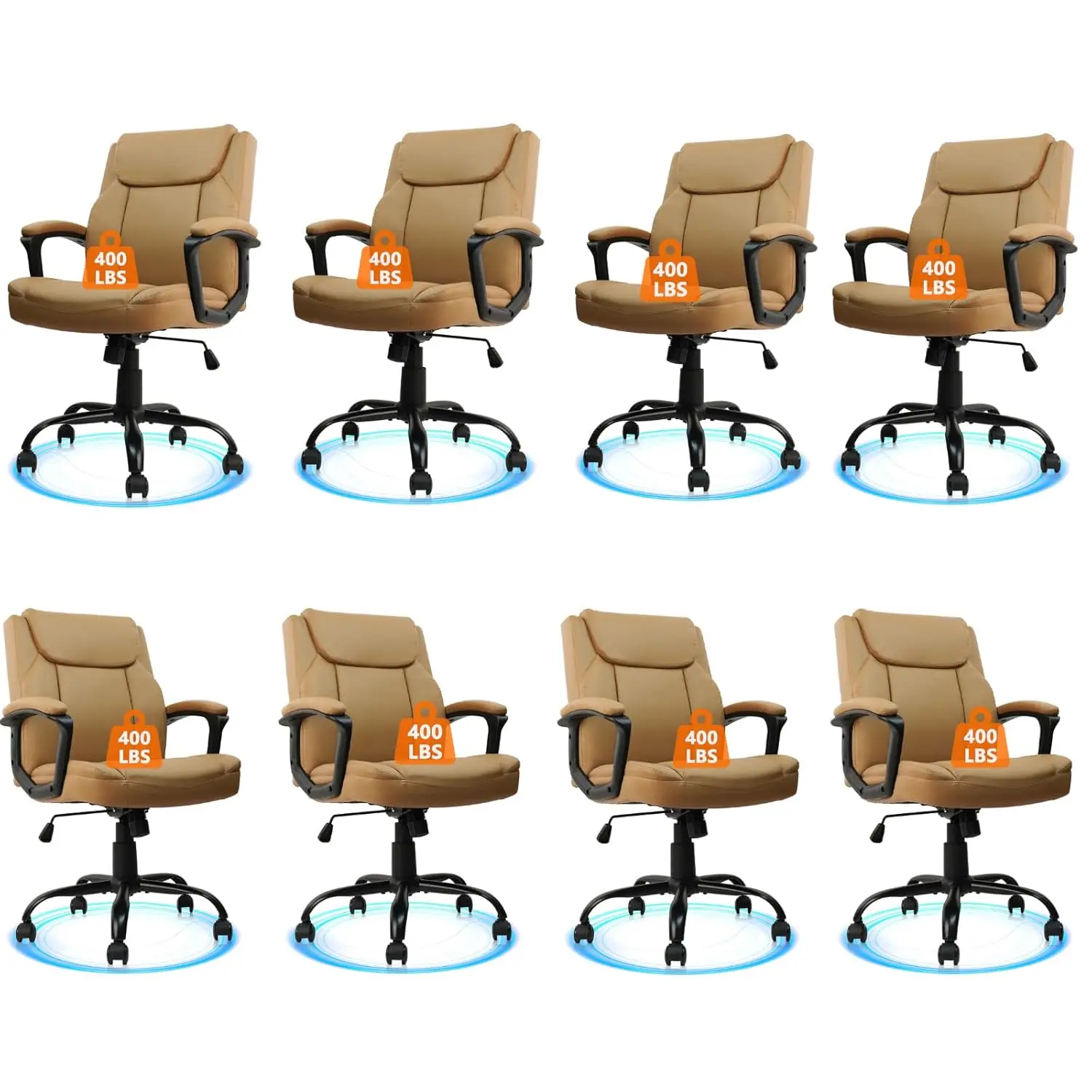 Brown PU Leather Executive Swivel Office Chair Adjustable Height Mid-Back Thick Cushion Fixed Armrest 8Pack, Customized
Brown PU Leather Executive Swivel Office Chair Adjustable Height Mid-Back Thick Cushion Fixed Armrest 8Pack, Customized