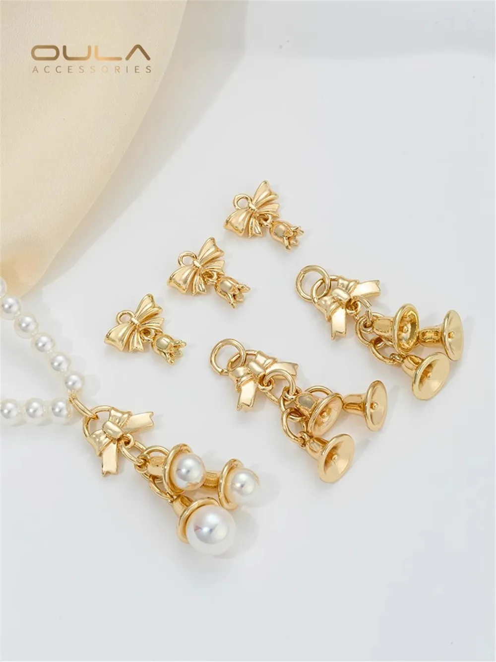14K Gold-Color Plated Bow Hanging Flower Bell Pendant Bracelet Necklace Jewelry Accessories Hand Made Materials
14K Gold-Color Plated Bow Hanging Flower Bell Pendant Bracelet Necklace Jewelry Accessories Hand Made Materials