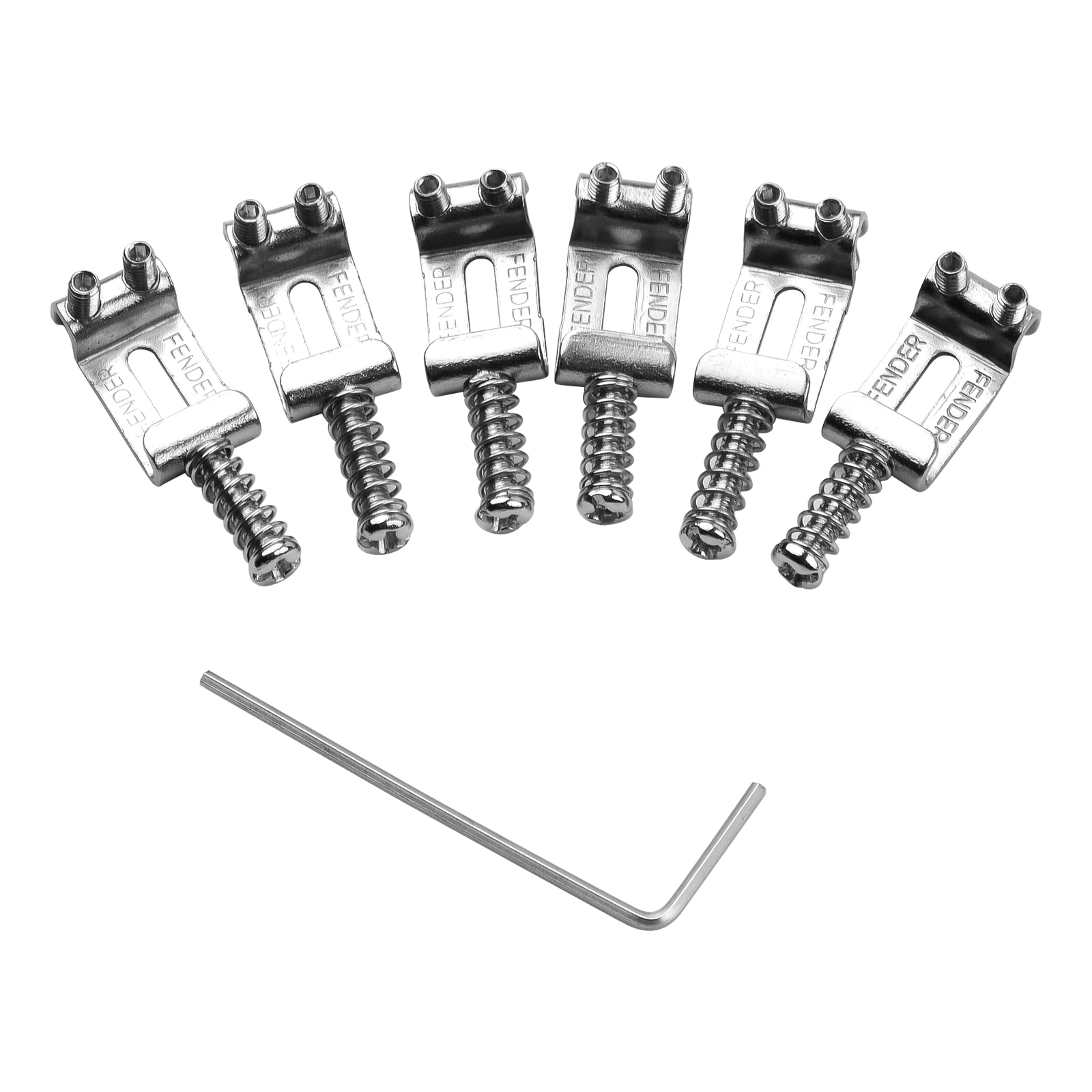 Electric Guitar Bridge Saddles with Wrench, 6Pcs Silver Metal Replacement Parts for ST Guitar, Bridge Saddles Size 3.8*1cm,
Electric Guitar Bridge Saddles with Wrench, 6Pcs Silver Metal Replacement Parts for ST Guitar, Bridge Saddles Size 3.8*1cm,