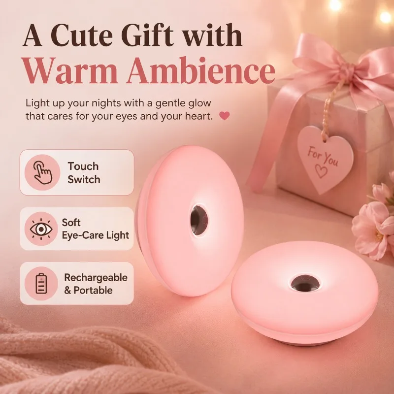 2026 New Donut Bedside Night Light Charging Desk Lamp Touch Switch No Wiring Atmosphere Wall Light Gift Decorative Light
2026 New Donut Bedside Night Light Charging Desk Lamp Touch Switch No Wiring Atmosphere Wall Light Gift Decorative Light